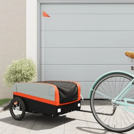 Black and orange iron bicycle trailer 45 kg by , Bicycle trailers - Ref: Foro24-94040, Price: 86,95 €, Discount: %