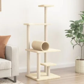 Rascador para gatos con postes de sisal color crema 136 cm de , Mobiliario para gatos - Ref: Foro24-172091, Precio: 51,47 €, ...