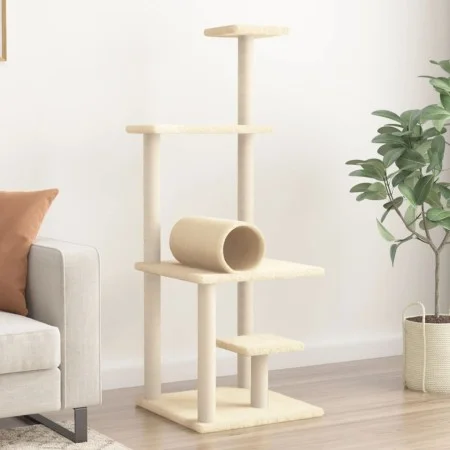 Katzenkratzbaum mit cremefarbenen Sisalstämmen, 136 cm von , Katzenmöbel - Ref: Foro24-172091, Preis: 48,74 €, Rabatt: %