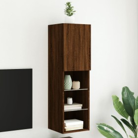 TV-Schrank mit LED-Leuchten, braune Eiche, 30,5 x 30 x 102 cm von , TV-Möbel - Ref: Foro24-837027, Preis: 60,89 €, Rabatt: %