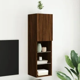 TV-Schrank mit LED-Leuchten, braune Eiche, 30,5 x 30 x 102 cm von , TV-Möbel - Ref: Foro24-837027, Preis: 59,96 €, Rabatt: %