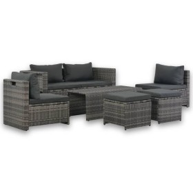 6-piece garden lounge set with gray synthetic rattan cushions by vidaXL, Garden sets - Ref: Foro24-44722, Price: 584,25 €, Di...