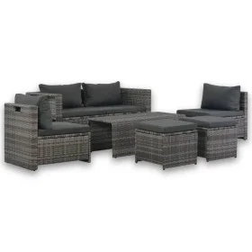 6-piece garden lounge set with gray synthetic rattan cushions by vidaXL, Garden sets - Ref: Foro24-44722, Price: 574,07 €, Di...