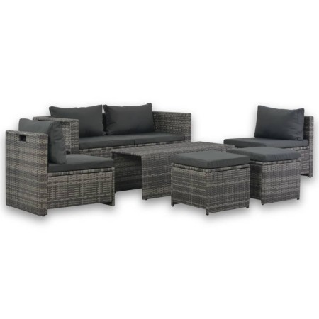 6-piece garden lounge set with gray synthetic rattan cushions by vidaXL, Garden sets - Ref: Foro24-44722, Price: 584,25 €, Di...