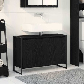Gabinete de Baño con almacenamiento Roble Negro 90 x 30 x 60 cm en Tocadores de baño | Comprar online en Foro24