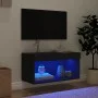 TV cabinet with LED lights black 60x30x30 cm by , TV Furniture - Ref: Foro24-837129, Price: 44,50 €, Discount: %