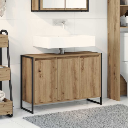 Gabinete de Baño con puerta Roble Artesanal 90 x 30 x 60 cm en Tocadores de baño | Comprar online en Foro24