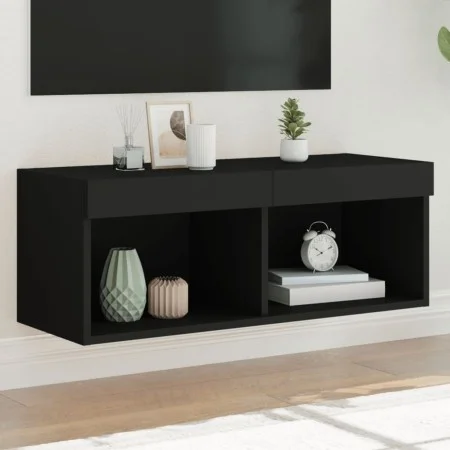 Mueble para TV con luces LED negro 80x30x30 cm de , Muebles TV - Ref: Foro24-837143, Precio: 45,11 €, Descuento: %