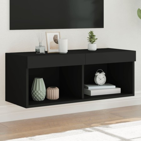 TV-Schrank mit LED-Leuchten schwarz 80x30x30 cm von , TV-Möbel - Ref: Foro24-837143, Preis: 45,81 €, Rabatt: %