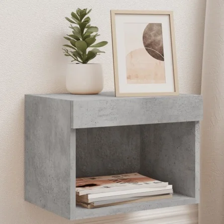 Wall bedside tables with LED lights 2 pcs concrete gray by , TV Furniture - Ref: Foro24-837120, Price: 42,13 €, Discount: %