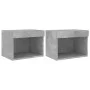 Wall bedside tables with LED lights 2 pcs concrete gray by , TV Furniture - Ref: Foro24-837120, Price: 42,13 €, Discount: %