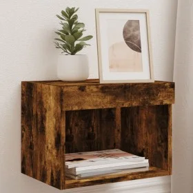 Wall bedside tables with LED lights 2 pcs smoked oak by , TV Furniture - Ref: Foro24-837122, Price: 42,05 €, Discount: %