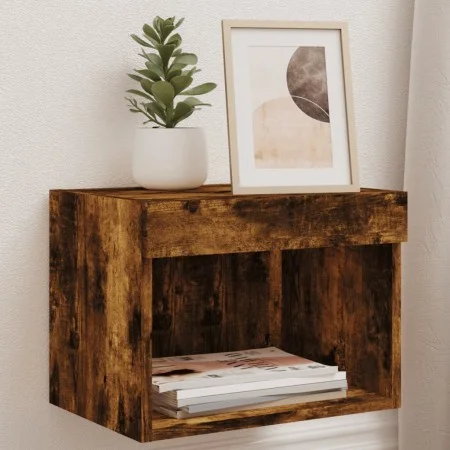 Wall bedside tables with LED lights 2 pcs smoked oak by , TV Furniture - Ref: Foro24-837122, Price: 42,05 €, Discount: %