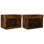 Mesitas de noche de pared con luces LED 2 uds roble ahumado de , Muebles TV - Ref: Foro24-837122, Precio: 43,03 €, Descuento: %