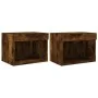 Wall bedside tables with LED lights 2 pcs smoked oak by , TV Furniture - Ref: Foro24-837122, Price: 42,05 €, Discount: %