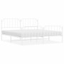 Estructura cama metal con cabecero y estribo blanco 200x200 cm de , Camas y somieres - Ref: Foro24-373961, Precio: 124,25 €, ...