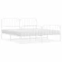 Metal bed frame with headboard and white footboard 200x200 cm by , Beds and slatted bases - Ref: Foro24-373961, Price: 122,39...