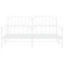 Metal bed frame with headboard and white footboard 200x200 cm by , Beds and slatted bases - Ref: Foro24-373961, Price: 122,39...