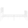 Metal bed frame with headboard and white footboard 200x200 cm by , Beds and slatted bases - Ref: Foro24-373961, Price: 122,39...