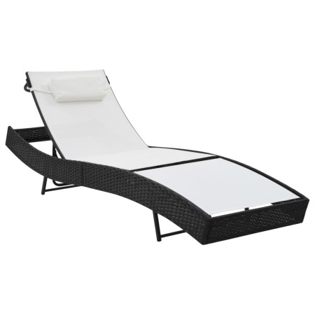 Lounger with black synthetic rattan cushion by vidaXL, Loungers - Ref: Foro24-44718, Price: 91,71 €, Discount: %