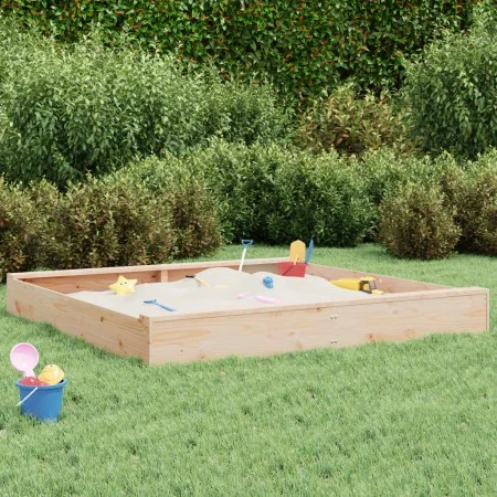 Solid pine wood square sandbox with seats by , sandboxes - Ref: Foro24-825037, Price: 67,42 €, Discount: %