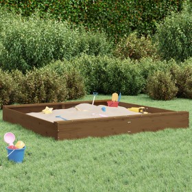 Sandpit with square solid pine wood seats in honey brown. by , sandboxes - Ref: Foro24-825040, Price: 98,94 €, Discount: %