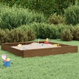 Sandpit with square solid pine wood seats in honey brown. by , sandboxes - Ref: Foro24-825040, Price: 97,39 €, Discount: %