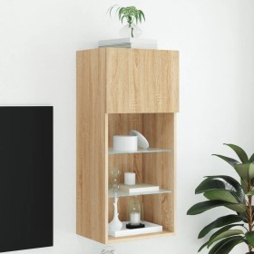 Mueble para TV con luces LED roble Sonoma 40,5x30x