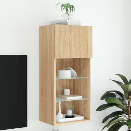 Mueble para TV con luces LED roble Sonoma 40,5x30x90 cm de , Muebles TV - Ref: Foro24-837047, Precio: 53,95 €, Descuento: %