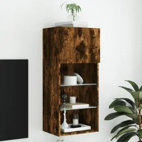 Mueble para TV con luces LED roble ahumado 40,5x30x90 cm de , Muebles TV - Ref: Foro24-837051, Precio: 50,29 €, Descuento: %