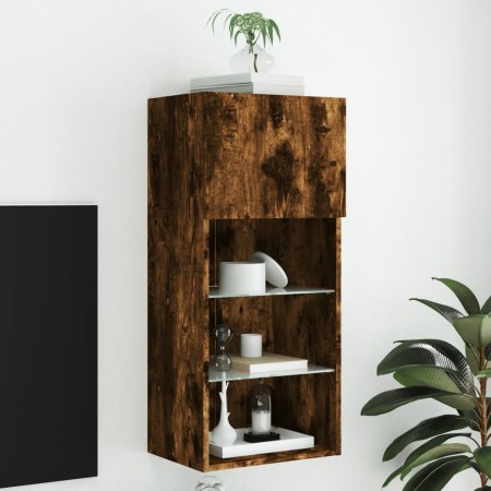 TV-Ständer mit LED-Leuchten Räuchereiche 40,5x30x90 cm von , TV-Möbel - Ref: Foro24-837051, Preis: 50,93 €, Rabatt: %