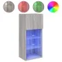 TV stand with LED lights in Sonoma gray 40.5x30x90 cm by , TV Furniture - Ref: Foro24-837053, Price: 62,33 €, Discount: %