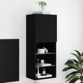Mueble para TV con luces LED negro 40,5x30x102 cm