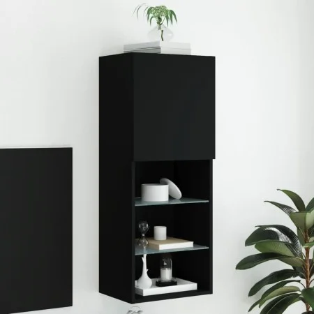 TV stand with LED lights black 40.5x30x102 cm by , TV Furniture - Ref: Foro24-837058, Price: 57,93 €, Discount: %