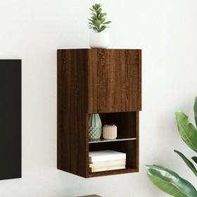 TV stand with LED lights in brown oak, 30.5x30x60 cm by , TV Furniture - Ref: Foro24-836999, Price: 38,61 €, Discount: %