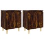 Mesitas de noche 2 uds patas madera roble ahumado 40x30x50 cm de vidaXL, Mesitas de noche - Ref: Foro24-813111, Precio: 53,03...