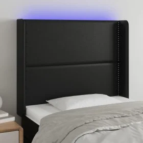 Kopfteil mit LED, schwarzem Kunstleder, 103 x 16 x 118/128 cm von , Kopf- und Fußteile - Ref: Foro24-3123992, Preis: 69,49 €,...
