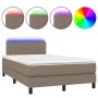 Box spring bed with mattress and LED taupe gray fabric 120x200 cm by , Beds and slatted bases - Ref: Foro24-3133305, Price: 3...
