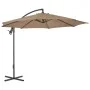 Sombrilla voladiza con poste de acero 300 cm gris topo de vidaXL, Sombrillas - Ref: Foro24-44876, Precio: 138,32 €, Descuento: %