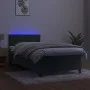Box spring bed with mattress and LED dark green velvet 90x190 cm by , Beds and slatted bases - Ref: Foro24-3134498, Price: 29...