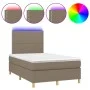 Box spring bed with mattress and LED taupe gray fabric 120x200 cm by , Beds and slatted bases - Ref: Foro24-3135345, Price: 3...