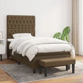 Box spring bed with dark brown fabric mattress 90x190 cm by , Beds and slatted bases - Ref: Foro24-3136800, Price: 376,32 €, ...