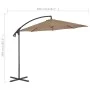 Sombrilla voladiza con poste de acero 300 cm gris topo de vidaXL, Sombrillas - Ref: Foro24-44876, Precio: 138,32 €, Descuento: %