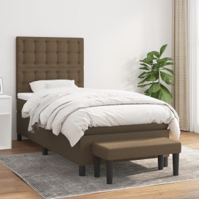 Box spring bed with dark brown fabric mattress 90x190 cm by , Beds and slatted bases - Ref: Foro24-3136880, Price: 378,21 €, ...