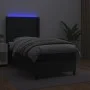 Box spring bed with mattress and LED black synthetic leather 100x200 cm by , Beds and slatted bases - Ref: Foro24-3139307, Pr...