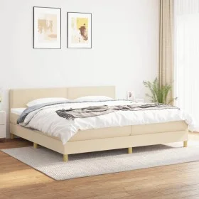 Box spring bed with cream fabric mattress 200x200 cm by , Beds and slatted bases - Ref: Foro24-3140566, Price: 523,66 €, Disc...
