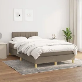 Box spring bed with taupe gray fabric mattress 120x200 cm by , Beds and slatted bases - Ref: Foro24-3140765, Price: 353,30 €,...