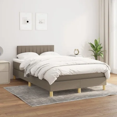 Box spring bed with taupe gray fabric mattress 120x200 cm by , Beds and slatted bases - Ref: Foro24-3140765, Price: 353,30 €,...