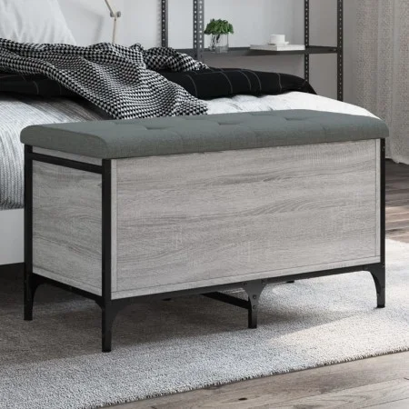 Engineered wood gray Sonoma storage bench 82x42x45 cm by , Benches for halls and storage - Ref: Foro24-835145, Price: 74,23 €...