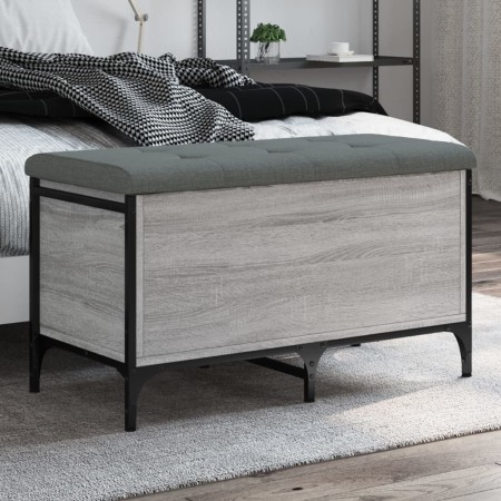 Sonoma graue Aufbewahrungsbank aus Holzwerkstoff 82x42x45 cm von , Bänke für Hallen und Lager - Ref: Foro24-835145, Preis: 75...